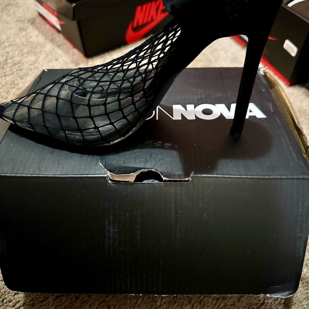 Fashion Nova Black Mesh Heels